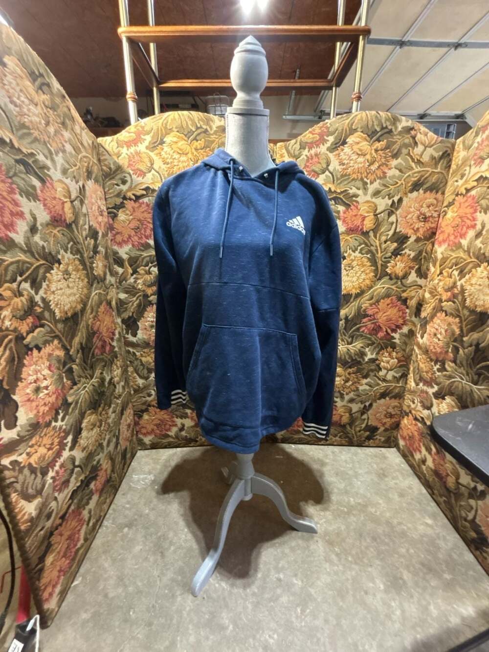 Adidas Men's Navy Blue Heathered Pullover Hoodie Size Large
